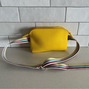 Nordstrom Belt Bag Fanny Pack Crossbody Purse Rainbow Strap 39" Yellow Pebbled